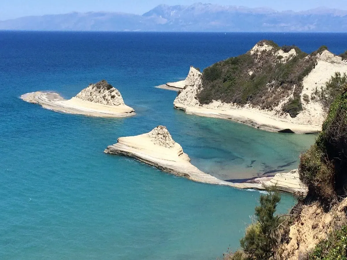 The pale rock formations and cliffs at Cape Drastis