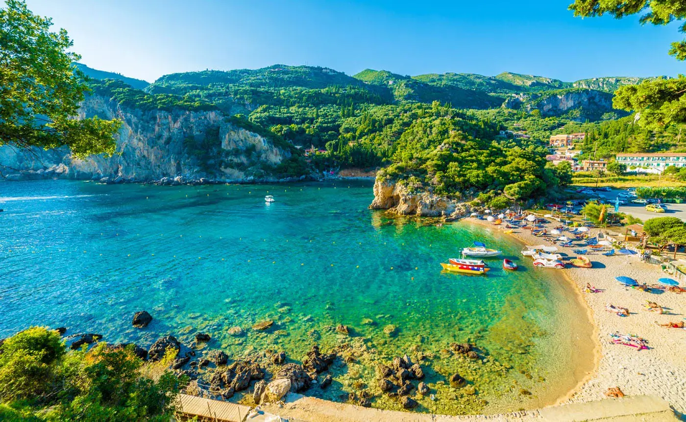 The wooded headlands and bays of the coast at Paleokastritsa